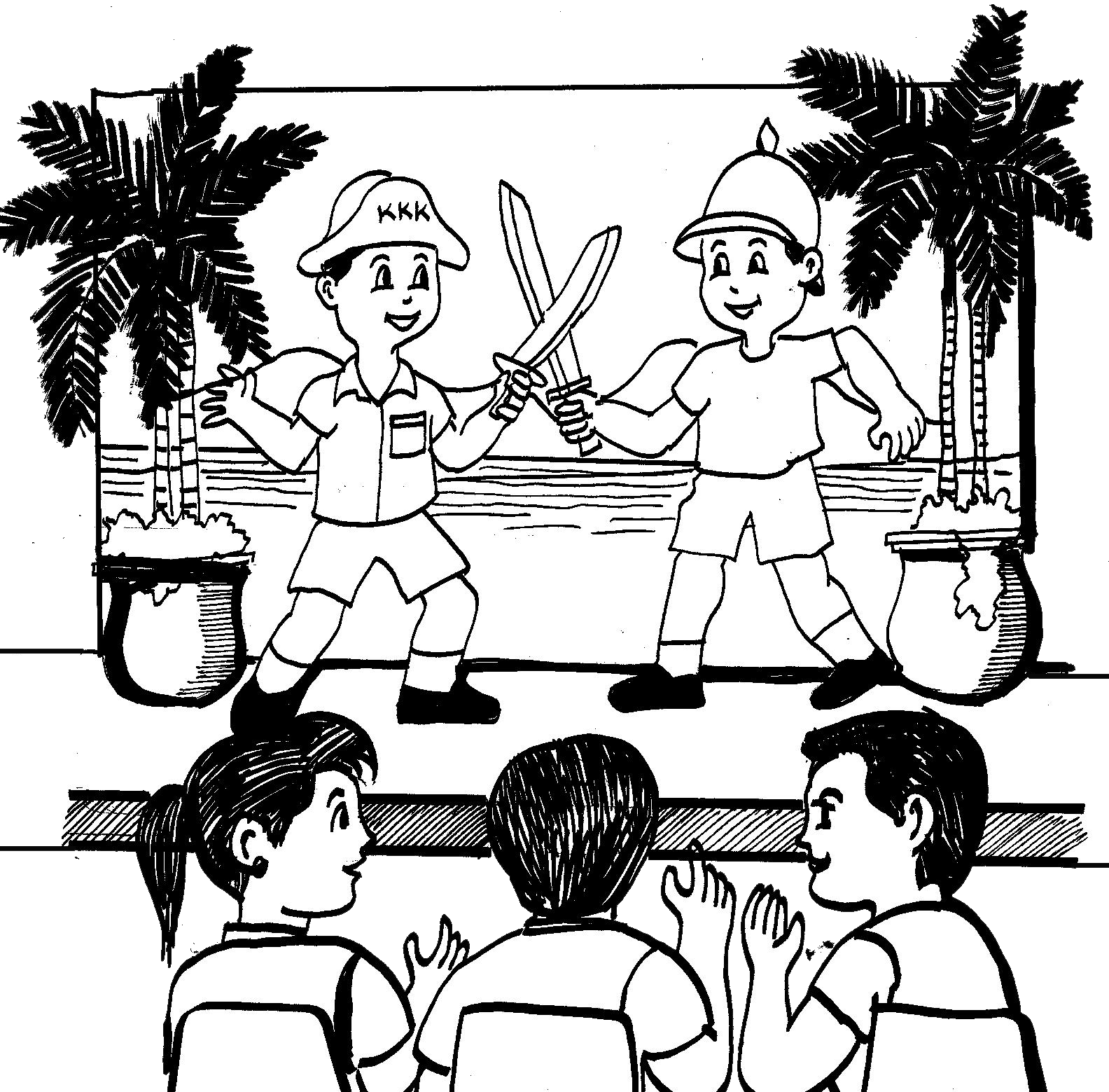 children watching a play